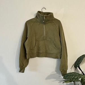Lululemon Scuba Half Zip Funnel Neck Pullover XS/S Bronze Green.
